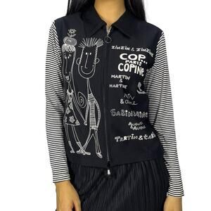 Cop Copine Cartoon Acubi Stripes Sleeves Top